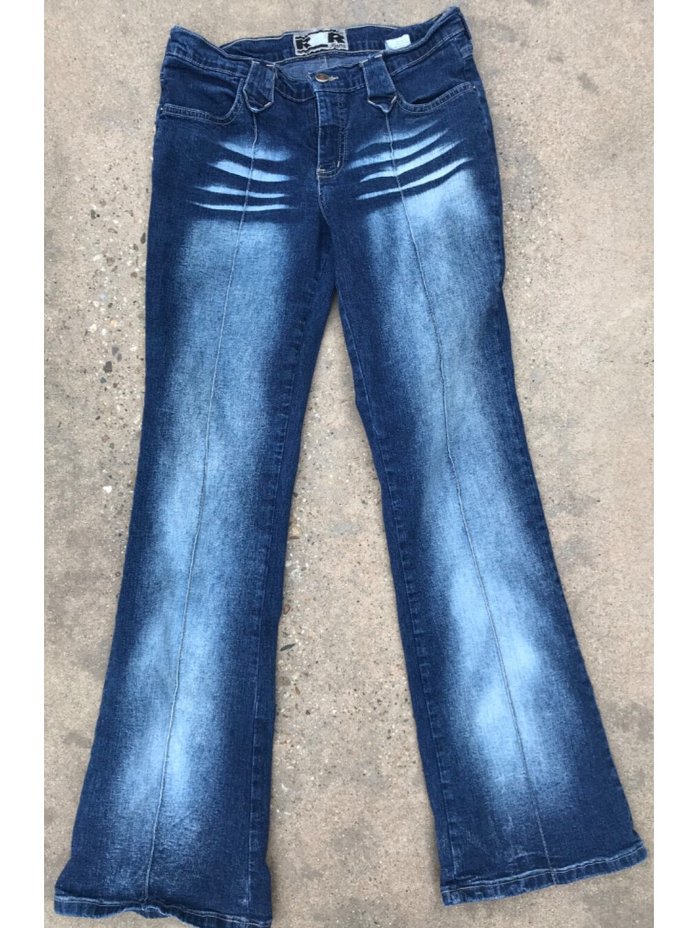 R4R Rave Jeans Junior's Size 9 Blue Low-Rise Bootcut Denim 31 Inseam Stretch